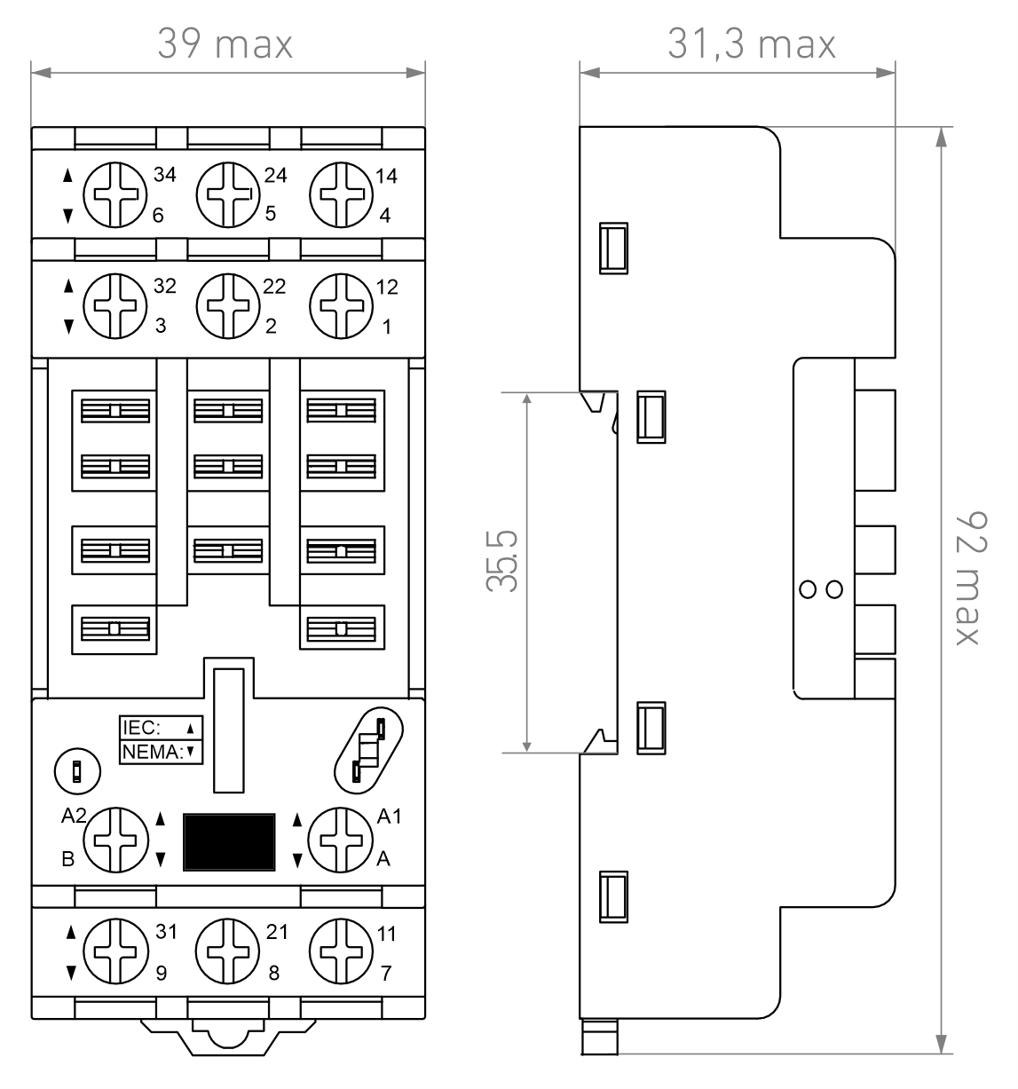 Розетка для реле RP7.32, RP7.33 и модуля PM9