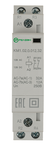 Модульный контактор 2НЗ контакта 32А (12В AC/DC)