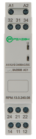 Модульное промежуточное реле 3 переключающих контакта 8А (12-240В AC/DC)